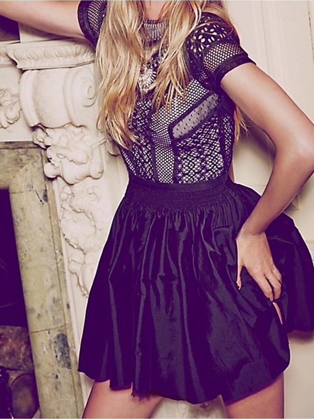 Free People One Fit and Flare Lola Dress Black - Picture 2 of 5